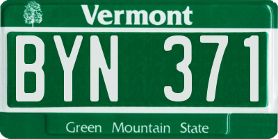 VT license plate BYN371