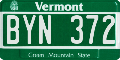 VT license plate BYN372
