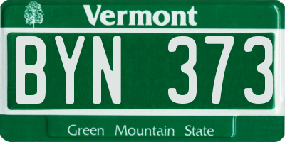 VT license plate BYN373