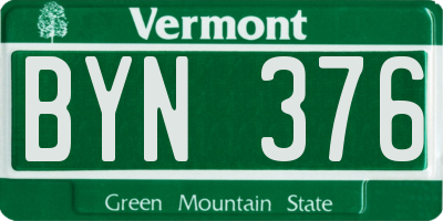 VT license plate BYN376