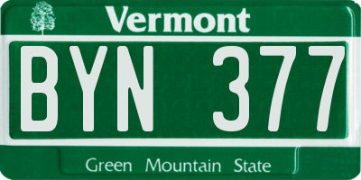VT license plate BYN377