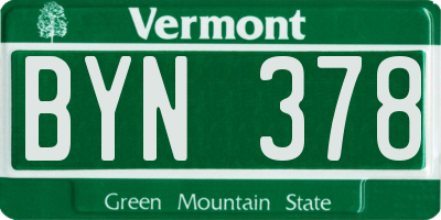 VT license plate BYN378