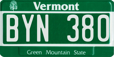 VT license plate BYN380