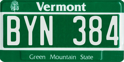 VT license plate BYN384