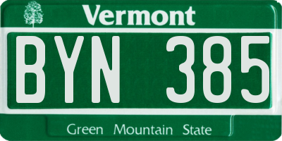 VT license plate BYN385
