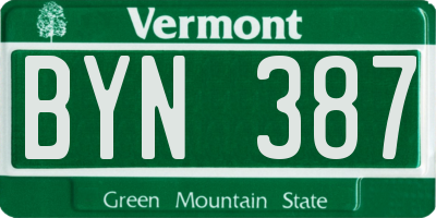 VT license plate BYN387