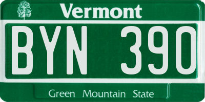 VT license plate BYN390