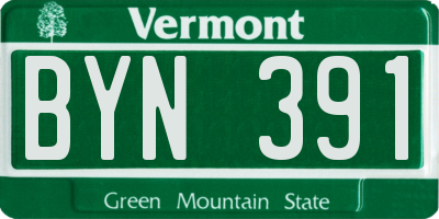 VT license plate BYN391