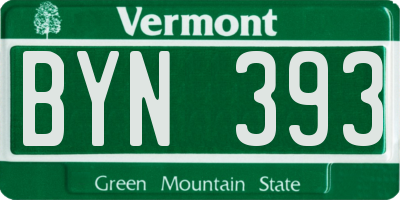 VT license plate BYN393