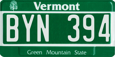 VT license plate BYN394