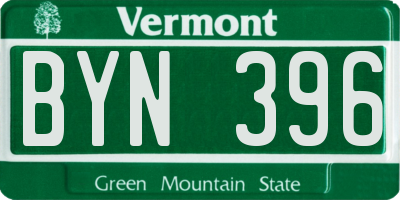 VT license plate BYN396