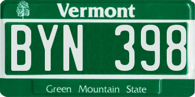 VT license plate BYN398