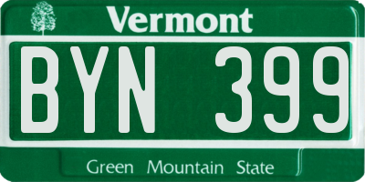 VT license plate BYN399