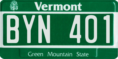 VT license plate BYN401