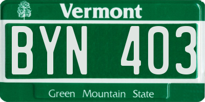 VT license plate BYN403