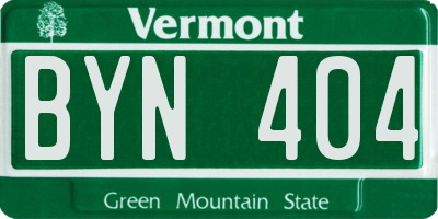 VT license plate BYN404