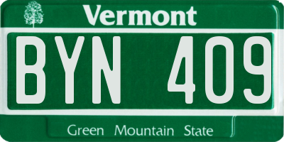 VT license plate BYN409