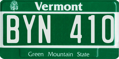 VT license plate BYN410