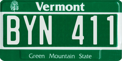 VT license plate BYN411