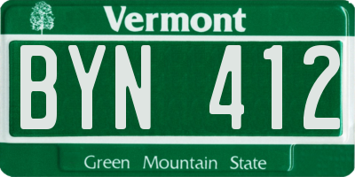 VT license plate BYN412