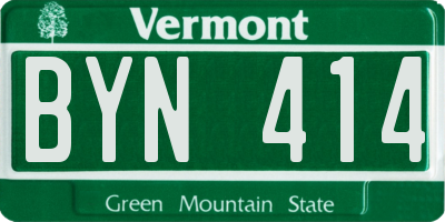 VT license plate BYN414