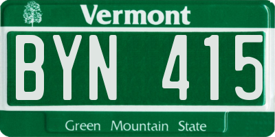 VT license plate BYN415