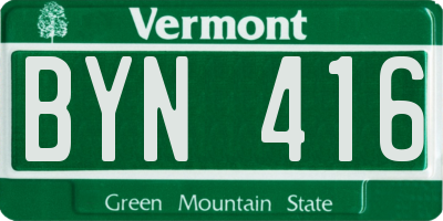 VT license plate BYN416