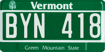VT license plate BYN418