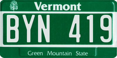 VT license plate BYN419