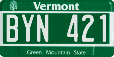 VT license plate BYN421