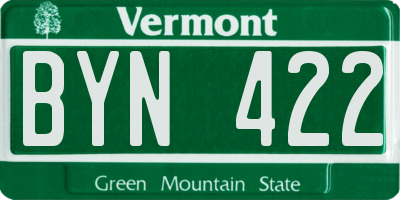 VT license plate BYN422