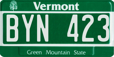 VT license plate BYN423