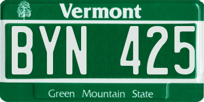 VT license plate BYN425