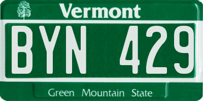 VT license plate BYN429