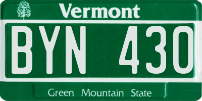 VT license plate BYN430