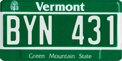 VT license plate BYN431