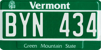 VT license plate BYN434