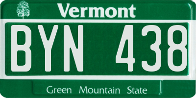 VT license plate BYN438