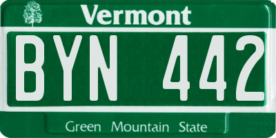 VT license plate BYN442