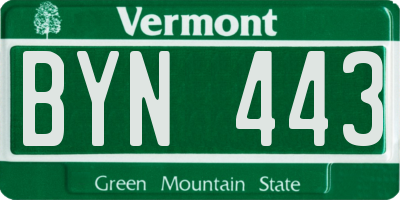 VT license plate BYN443