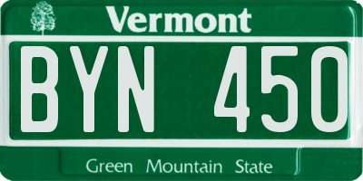 VT license plate BYN450