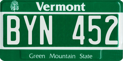 VT license plate BYN452