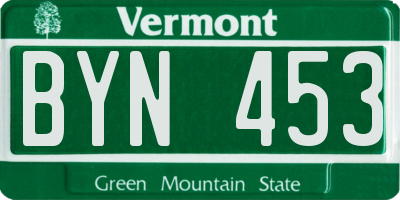 VT license plate BYN453