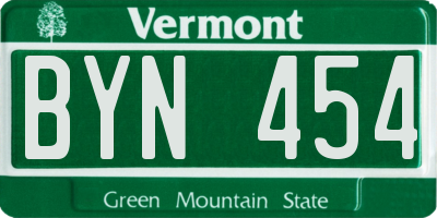 VT license plate BYN454