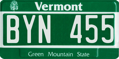 VT license plate BYN455