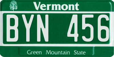 VT license plate BYN456