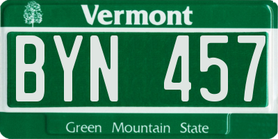 VT license plate BYN457