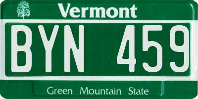 VT license plate BYN459