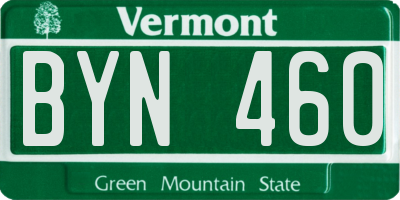 VT license plate BYN460