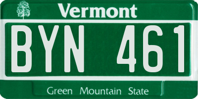 VT license plate BYN461